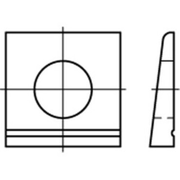 DIN435 Vierkante hellingsplaat voor I-profiel (14%) Roestvaststaal (RVS) A2